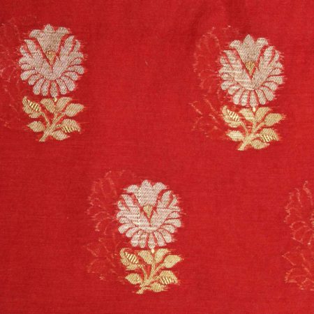 AS42747 Chanderi Butti Alizarin Crimson Red Weaved Floral Fabric 2