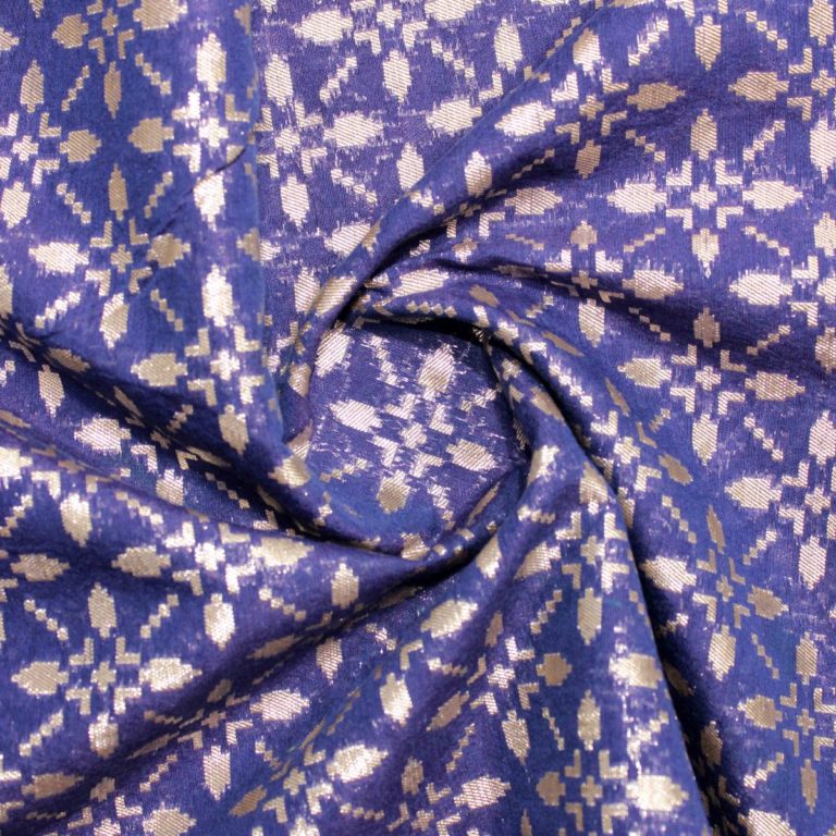 AS42748 Chanderi Butti Persian Blue Weaved Fabric 3