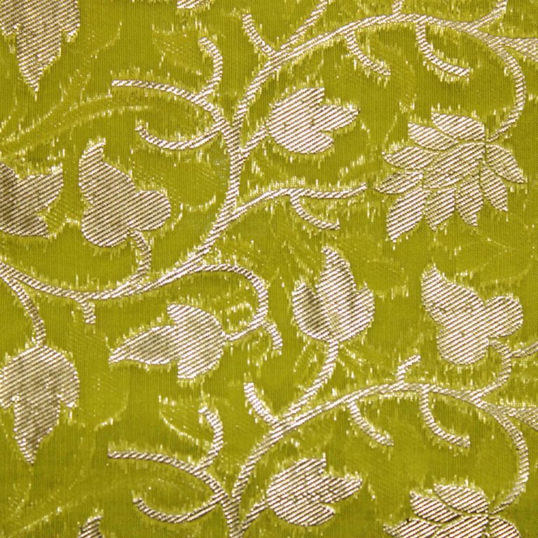 AS42749 Chanderi Butti Pear Green Waeved Leaf Designed Fabric 2