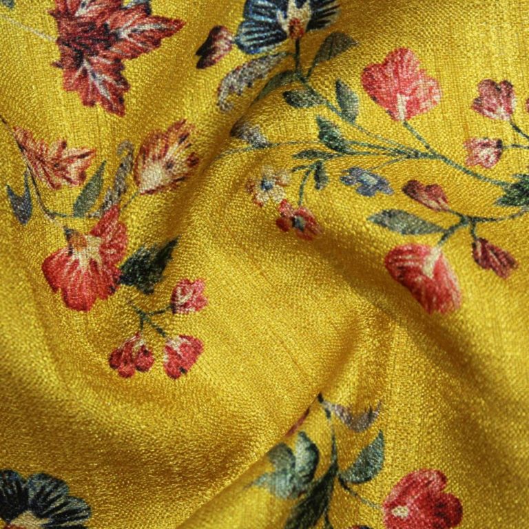 AS42759 Semi Tussar Printed Silk Amber Yellow 2