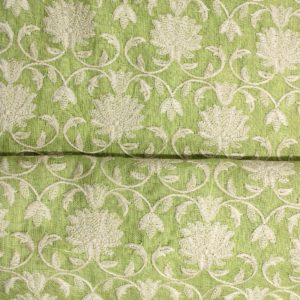 AS42795 Linen Embroided Fabric Light Olive Green 1