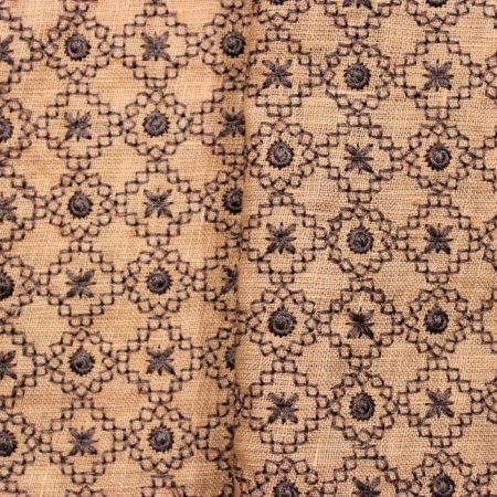 AS42804 Linen Embroided Fabric Peach 1