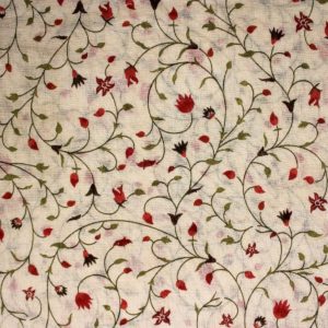 AS42881 Cotton Floral Prints Alabaster Cream Red Flowers 1