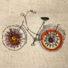 AS42928 Cotton Bicycle Print Linen Cream Fabric Orange 2