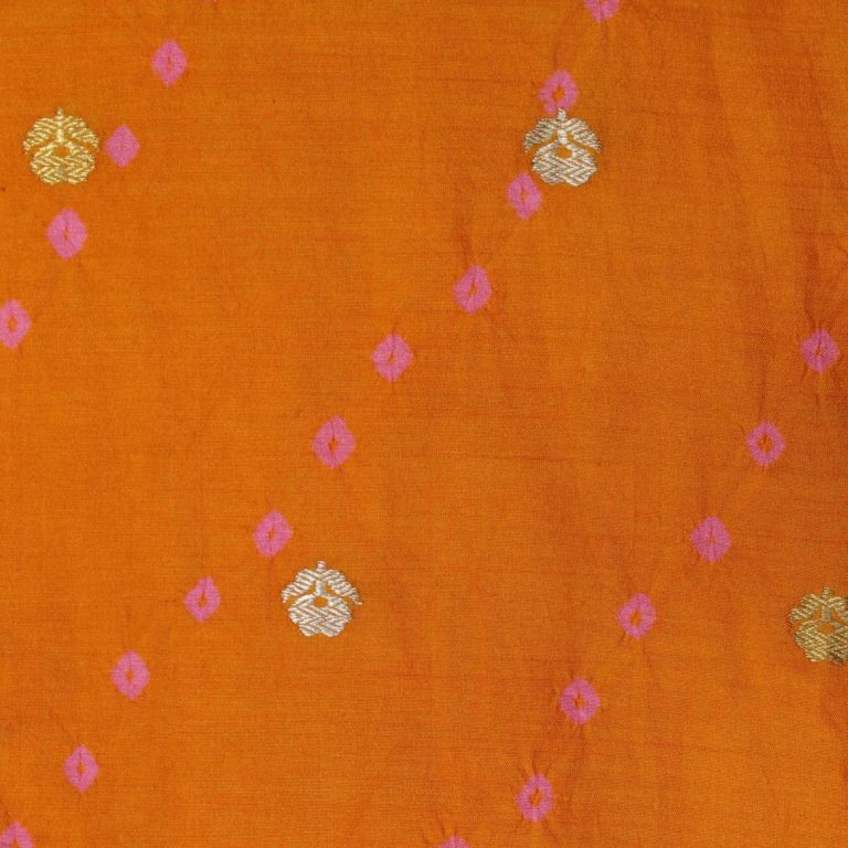 AS42987 Banarasi Bandhej With Floral Embroidery Yam Orange 1