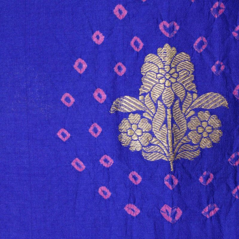 AS42990 Banarasi Bandhej With Floral Embroidery Persian Blue 1