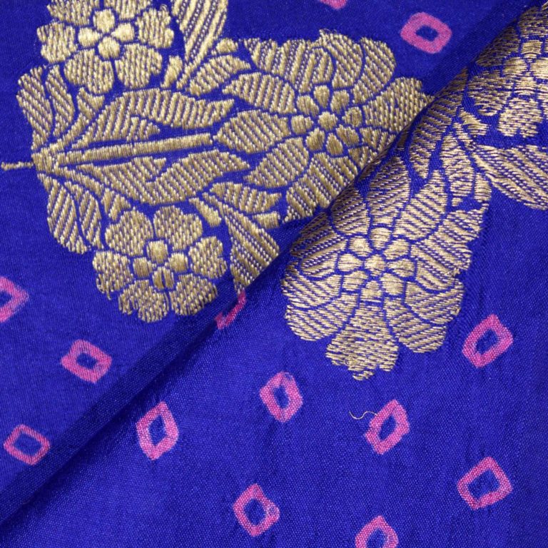 AS42990 Banarasi Bandhej With Floral Embroidery Persian Blue 2