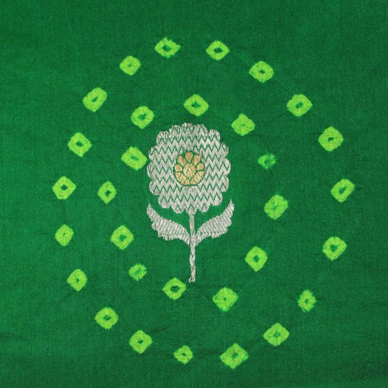 AS42997 Banarasi Bandhej With Floral Embroidery Emerald Green 1