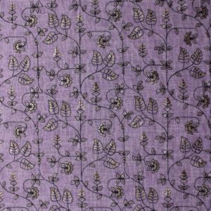 AS43167 Linen Embroidery Floral Embroidery Iris Purple 1