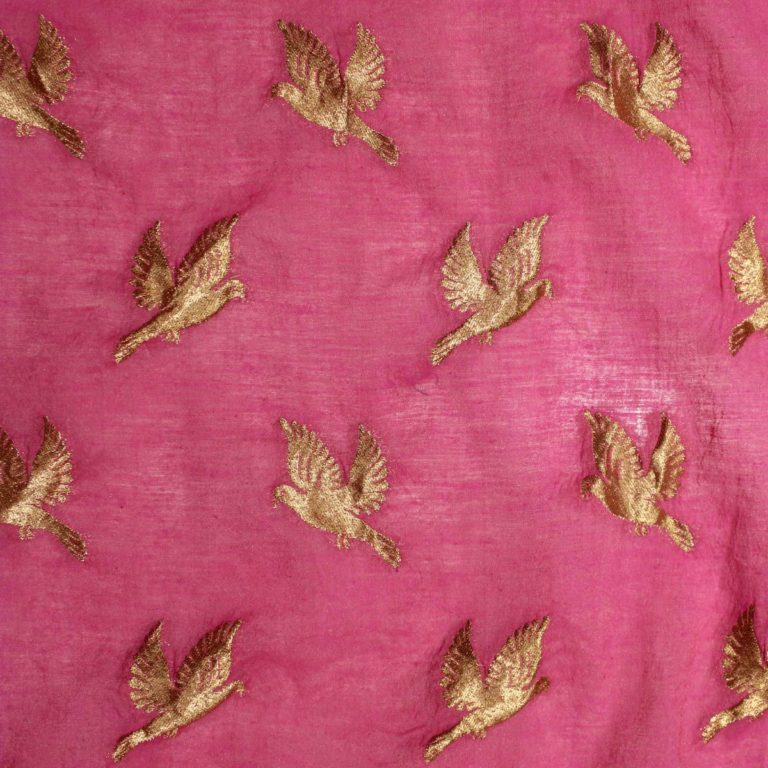 AS43203 Chanderi Silk Bird Butti Neon Pink 1