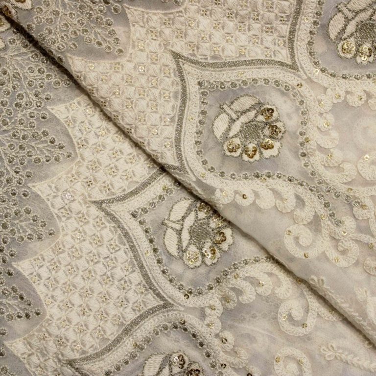 AS43235 Lucknawi Silk With Spade Design White 2