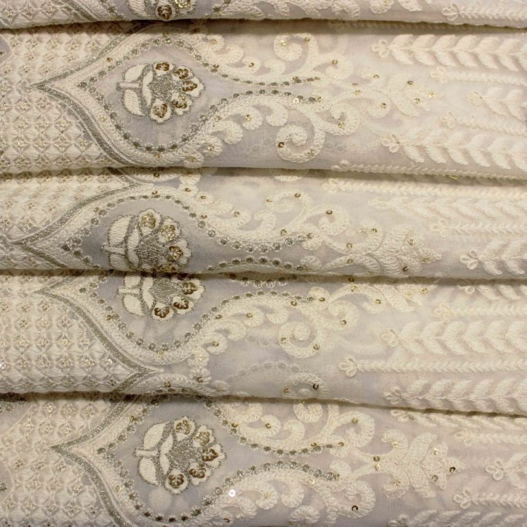 AS43235 Lucknawi Silk With Spade Design White 3