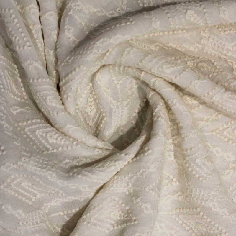 AS43237 Lucknawi Silk With Leafy Work White 3