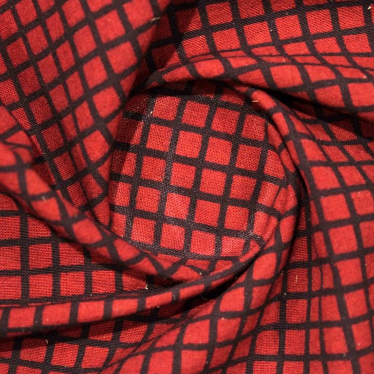 AS43287 Cotton Checked Prints Crimson Red 3
