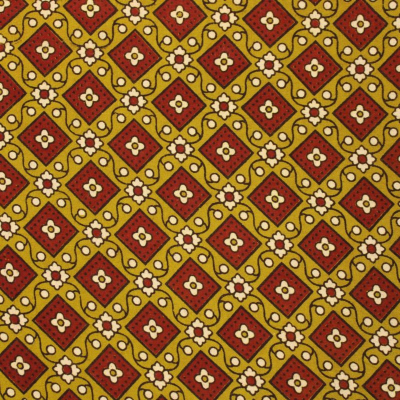 AS43319 Cotton Square Print Mustard Yellow 1