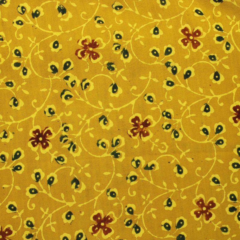 AS43341 Cotton Floral Print Turmeric Yellow 1