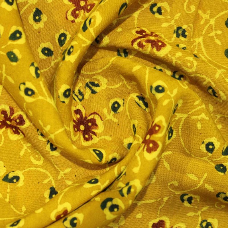 AS43341 Cotton Floral Print Turmeric Yellow 3
