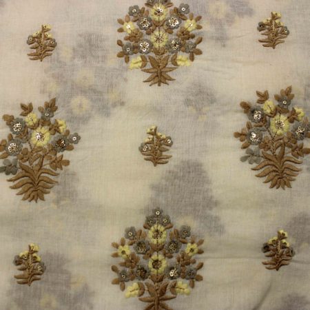 AS43433 Dyeable Mul Brown Yellow Floral Embroidery White 1