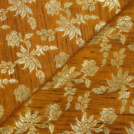 AS43502 Banarasi Floral Silk Weave Medallion Yellow 2