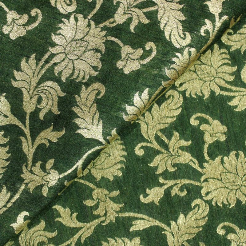 AS43504 Banarasi Floral Silk Weave Clover Green 2