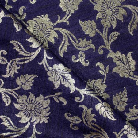 AS43505 Banarasi Floral Silk Weave Navy Blue 2