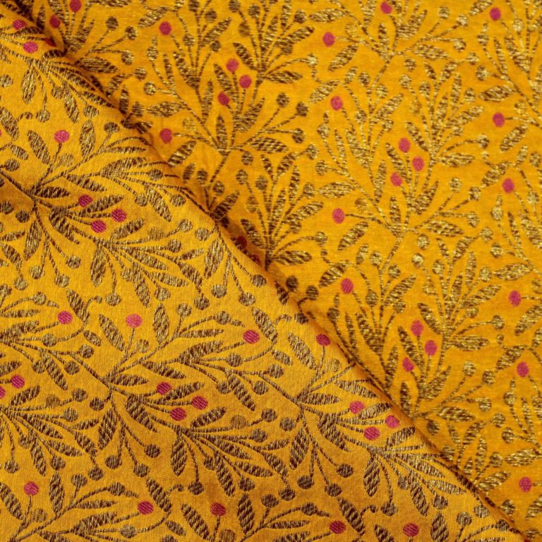 AS43523 Banarasi Leafy Silk Weave Turmeric Yellow 2