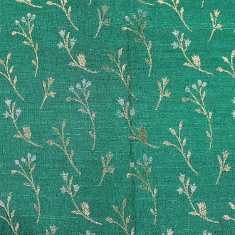 AS43525 Banarasi Leafy Silk Weave Teal 1