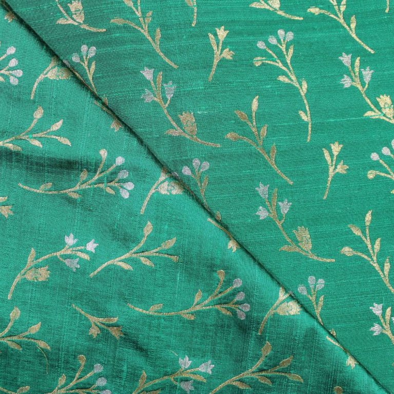 AS43525 Banarasi Leafy Silk Weave Teal 2