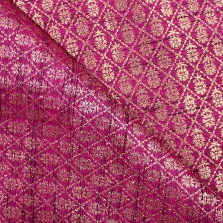 AS43528 Banarasi Floral Silk Weave In Blocks Magenta Pink 2