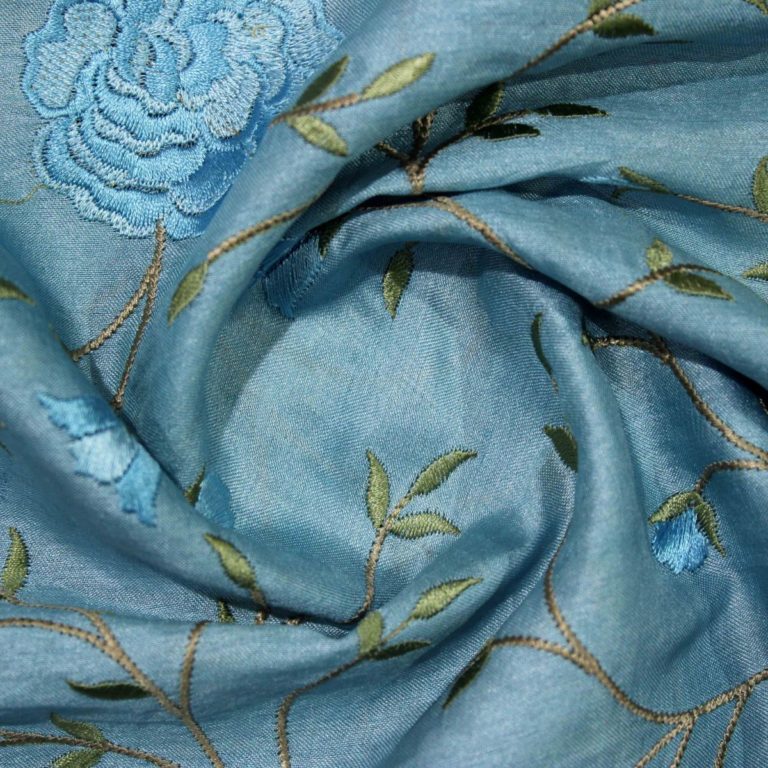 AS43561 Silk Heavy Embroidery With Floral Embroidery Maya Blue 3