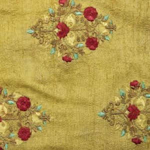 AS43569 Silk Heavy Embroidery With Floral Embroidery Flax Yellow 1