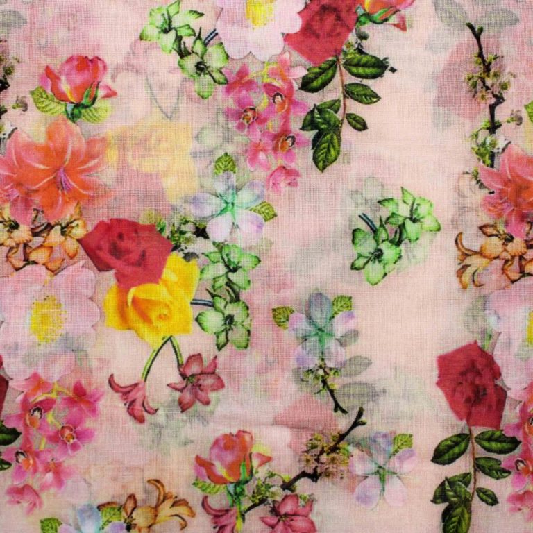 AS43721 Designer Floral Mal Cotton Prints Frosting Pink 1