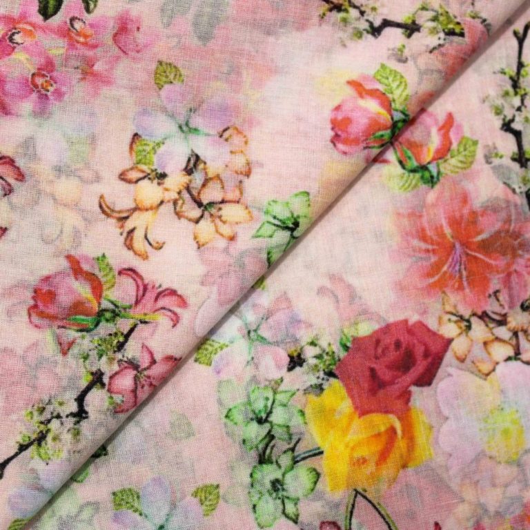 AS43721 Designer Floral Mal Cotton Prints Frosting Pink 2