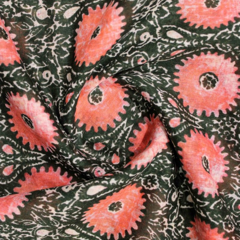 AS43723 Designer Mal Cotton With Pink Floral Prints Black 3