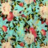 AS43724 Designer Mal Cotton With Pink Floral Prints Paled Turquoise 1