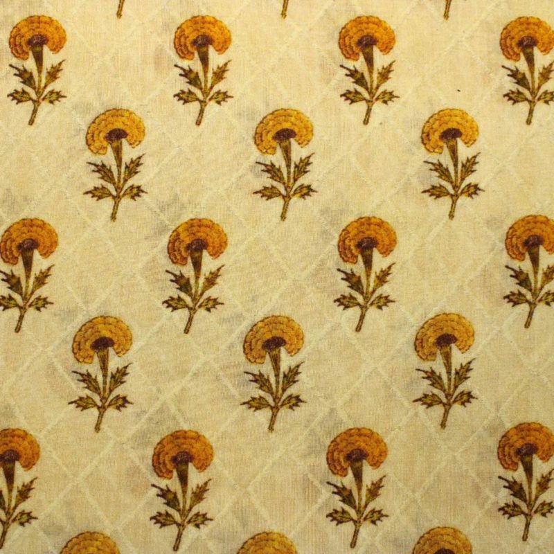 AS43727 Mal Cotton Jacquard Fancy Prints With Yellow Floral Print Tortilla Brown 1
