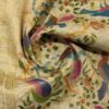 AS43738 Artistic Brush Bird Print Dyeable Munga Daaman Cream 3