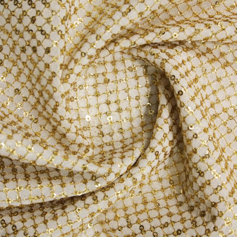 AS43753 Dyeable Lucknowi Golden Checked Embroidery 3