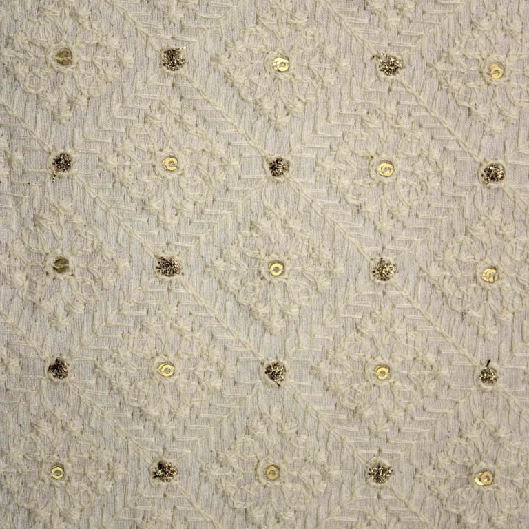 AS43763 Dyeable Lucknowi White Square Embroidery 1