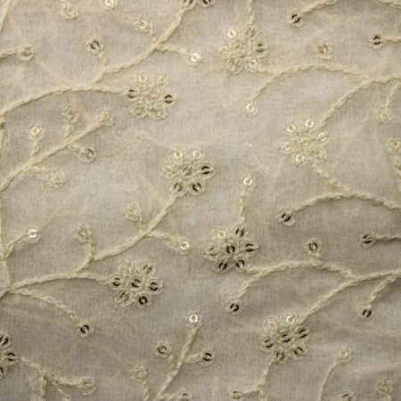 AS43764 Dyeable Lucknowi Cream Floral Embroidery 1