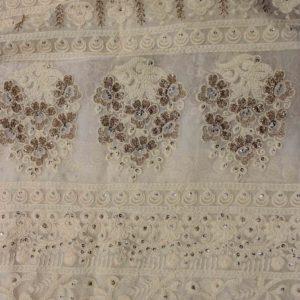 AS43771 Dyeable Lucknowi Brown White Floral Embroidery White 1
