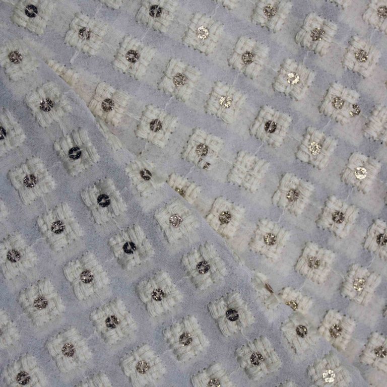 AS43776 Dyeable Lucknowi White Checked Tikki Embroidery White 2