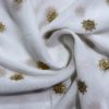 AS43792 Dyeable Georgette Butti With Golden Flower White 3