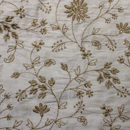 AS43807 Dyeable Heavy Embroidery With Brown Floral Embroidery White 1
