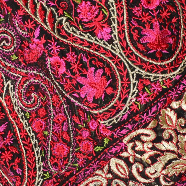 AS43816 Georgette Kashmiri Work With Pink Floral Work Black 2
