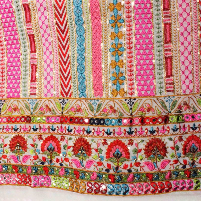 AS43819 Georgette Kashmiri Work With Multicolor Geometric Work Light Pink 1