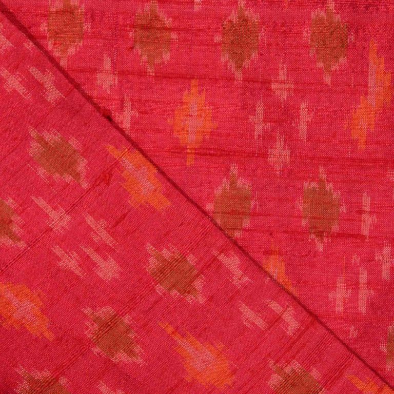 AS43838 Raw Silk Ikkat With Brown Rhombus Prints Cornflower Pink 2