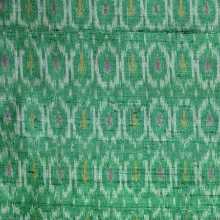 AS43846 Raw Silk Ikkat Pattern Prints Persian Green 1
