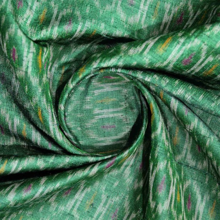 AS43846 Raw Silk Ikkat Pattern Prints Persian Green 3