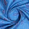 AS43847 Raw Silk Ikkat With Dark Blue Pattern Print Cornflower Blue 3